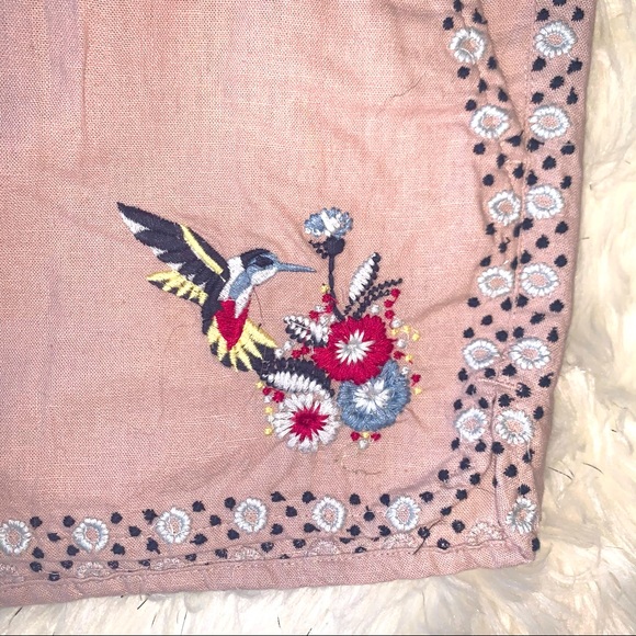 LOFT linen embroidered hummingbird shorts - Picture 4 of 4
